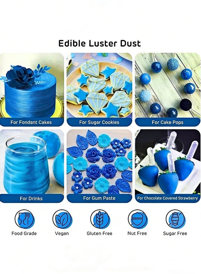 2 Pcs Blue Metallic Baking Craft Glitter Powder Cake Topper Decoration for Cupcakes Cookies Dessert DIY Garnish Parties Weddings Festive Celebrations,Sparkling Shimmery Dust,All 20g - Image 3